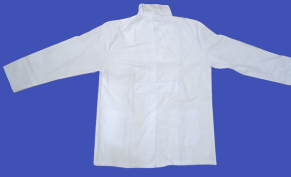 áo tạp vụ nam dài tay non mỹ màu trắng 1