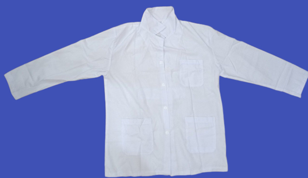 áo tạp vụ nam dài tay non mỹ màu trắng