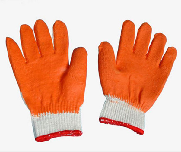 găng tay sợi phủ sơn màu cam