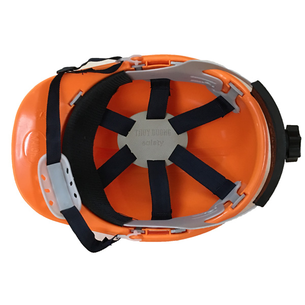 Mũ bảo hộ Thùy Dương núm vặn màu cam 2