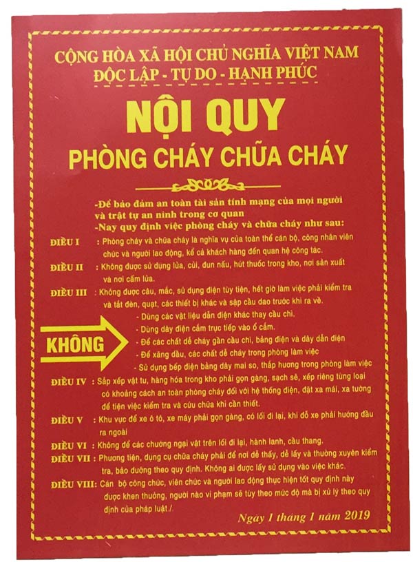 Nội quy tiêu lệnh pccc 4 biển 1
