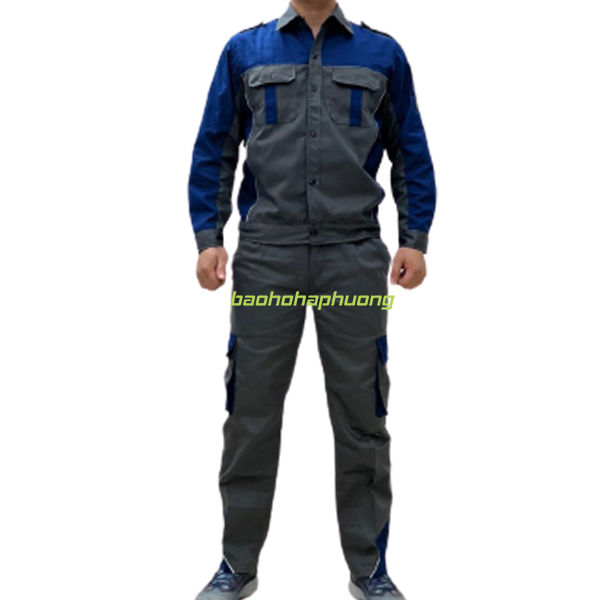 quần áo bảo hộ màu chì phối xanh