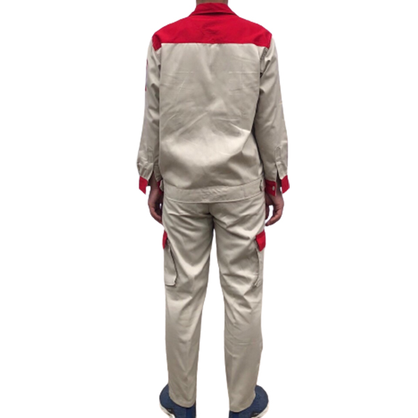 quần áo bảo hộ màu ghi phối đỏ 1