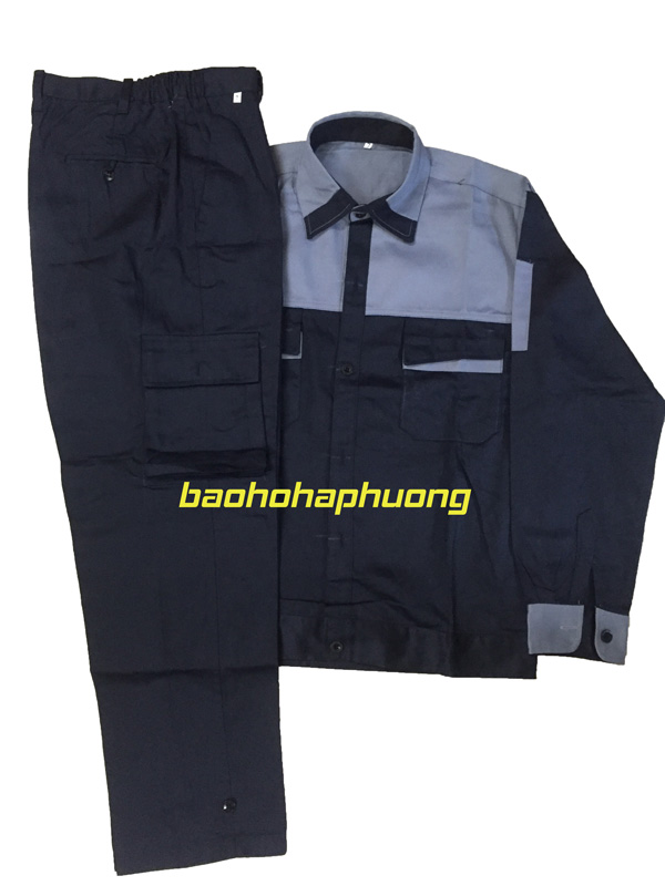 Quần áo bảo hộ kaki màu tím than phối ghi