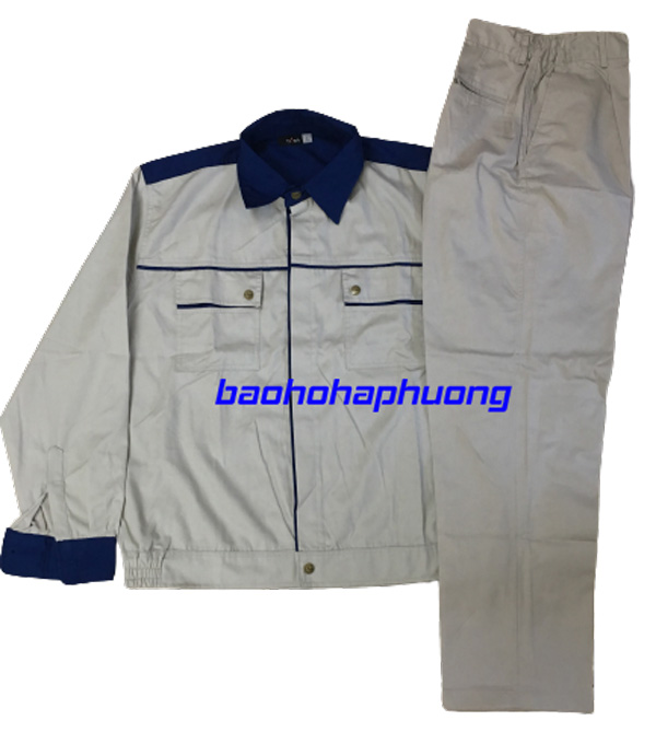 Quần áo bảo hộ pangrim màu ghi phối xanh