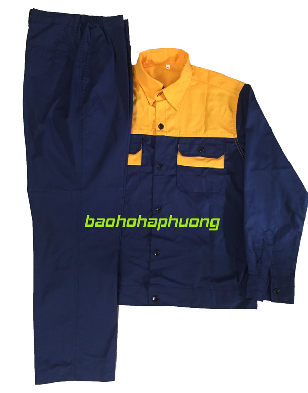 quần áo bảo hộ pangrim màu xanh phối vàng