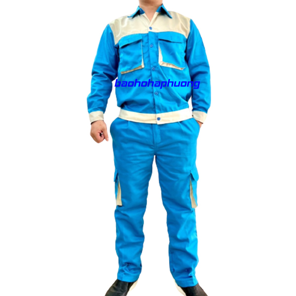 quần áo bảo hộ xanh hòa bình phối ghi