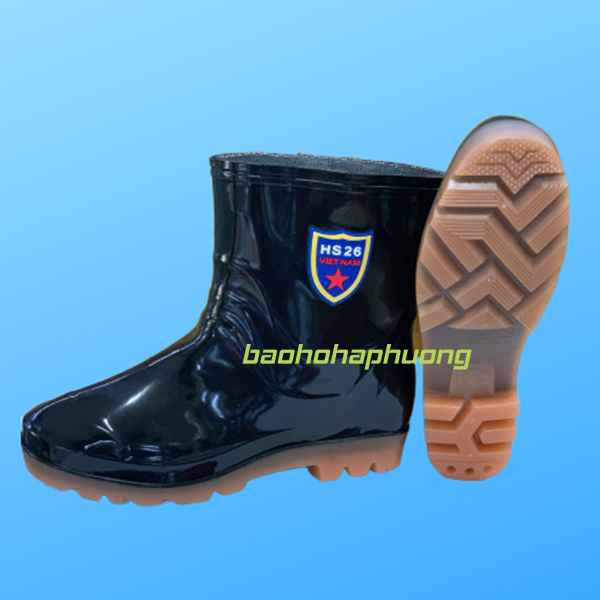 ủng cao su thấp cổ hoa san nam 013 màu đen