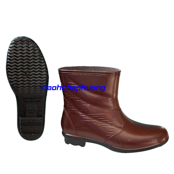 ủng cao su thấp cổ hoa san nữ 08 màu nâu