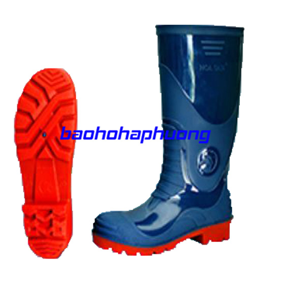 ủng mũi thép hoa san màu xanh đế đỏ