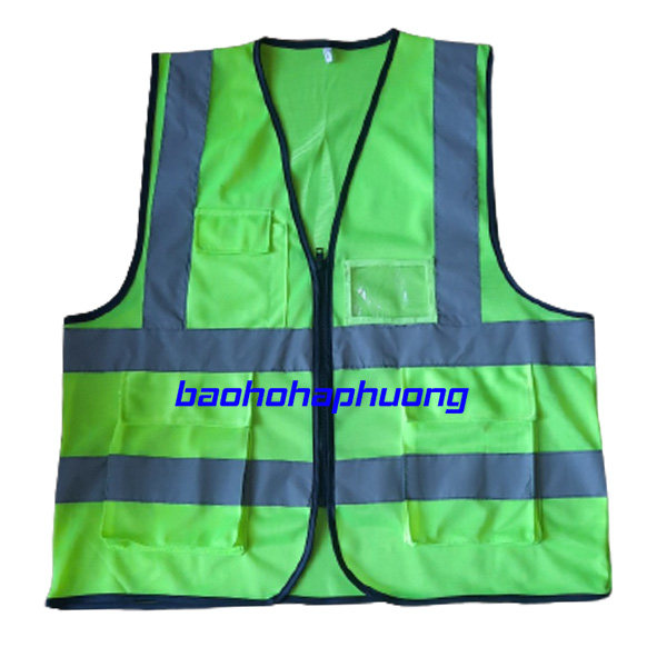 áo gile lưới phản quang túi hộp màu xanh