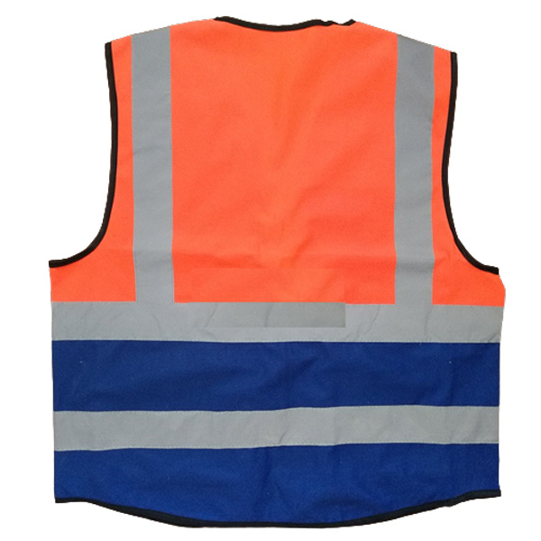 áo gile phản quang có túi thẻ cam phối xanh 1