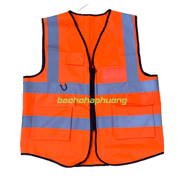 Áo lưới phản quang có túi thẻ màu cam