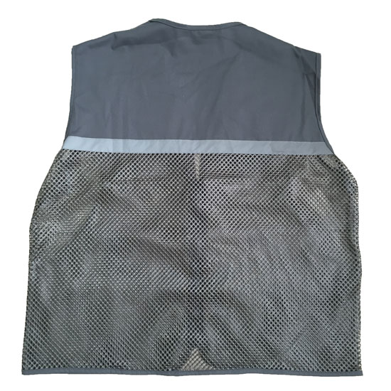 Mẫu áo phản quang cho kỹ sư màu chì vài kaki liên doanh mặt sau