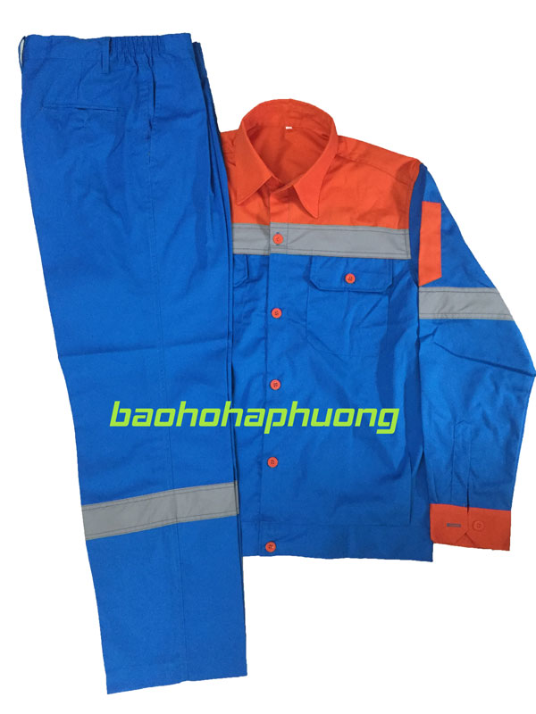 Quần áo bảo hộ pangrim màu xanh phối cam.1