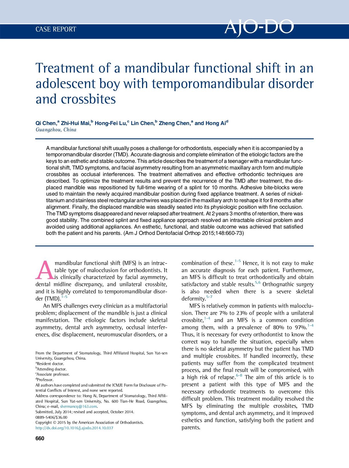 Điều trị lệch chức năng hàm dưới ở một thiếu niên nam có rối loạn khớp thái dương hàm và cắn ngược