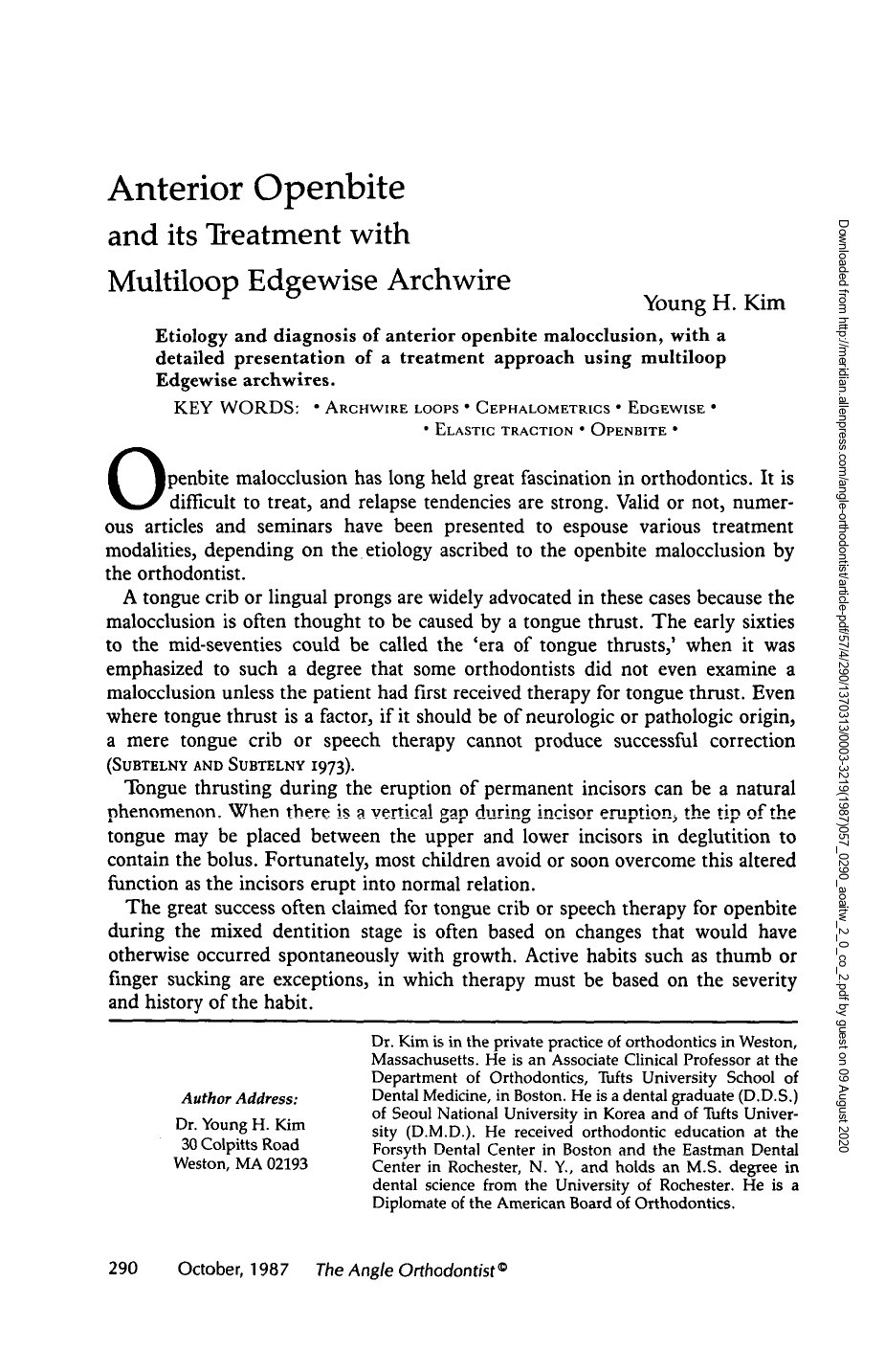 Cắn hở phía trước và điều trị với kỹ thuật sử dụng dây cung Edgewise đa loop (Meaw)