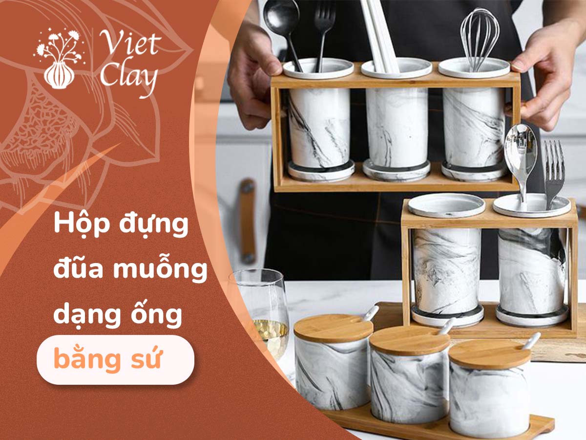 MUA HỘP ĐỰNG ĐŨA MUỖNG DẠNG ỐNG BẰNG SỨ (2022)