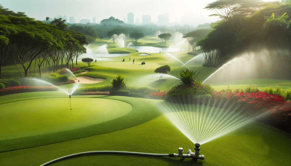 tưới nước trên sân golf