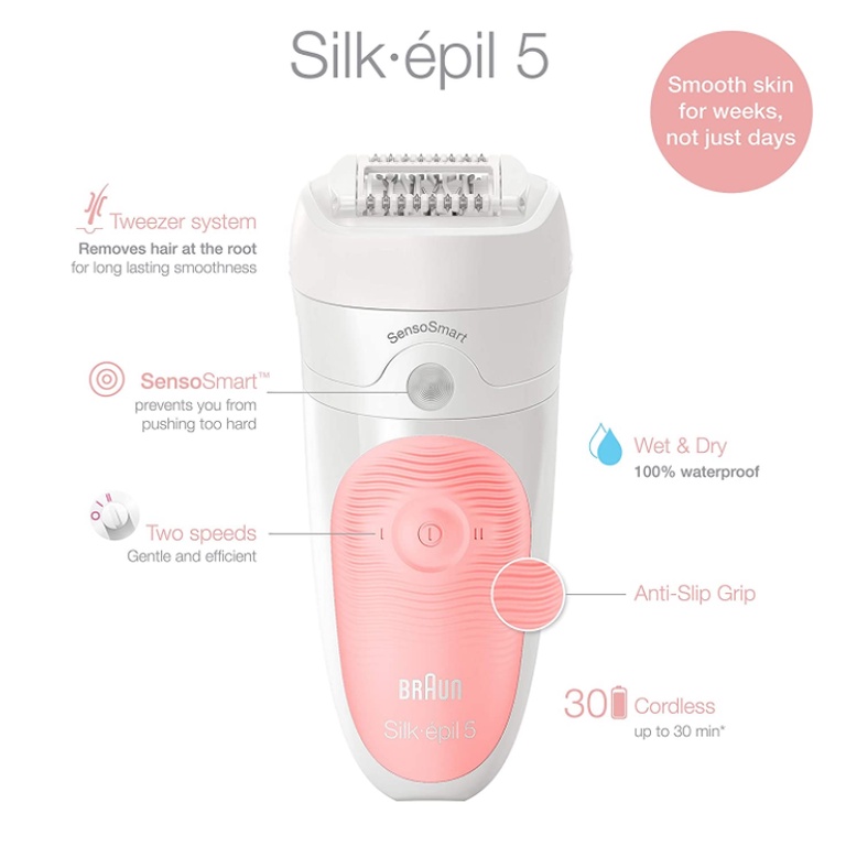 Máy nhổ lông Braun Epilator Silk-épil 5 Beauty Set 5 Wet & Dry