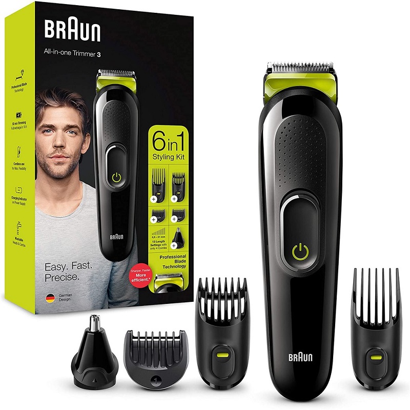 Tông đơ cắt tóc, cạo râu 6 in 1 Braun - Hàng nội địa Đức