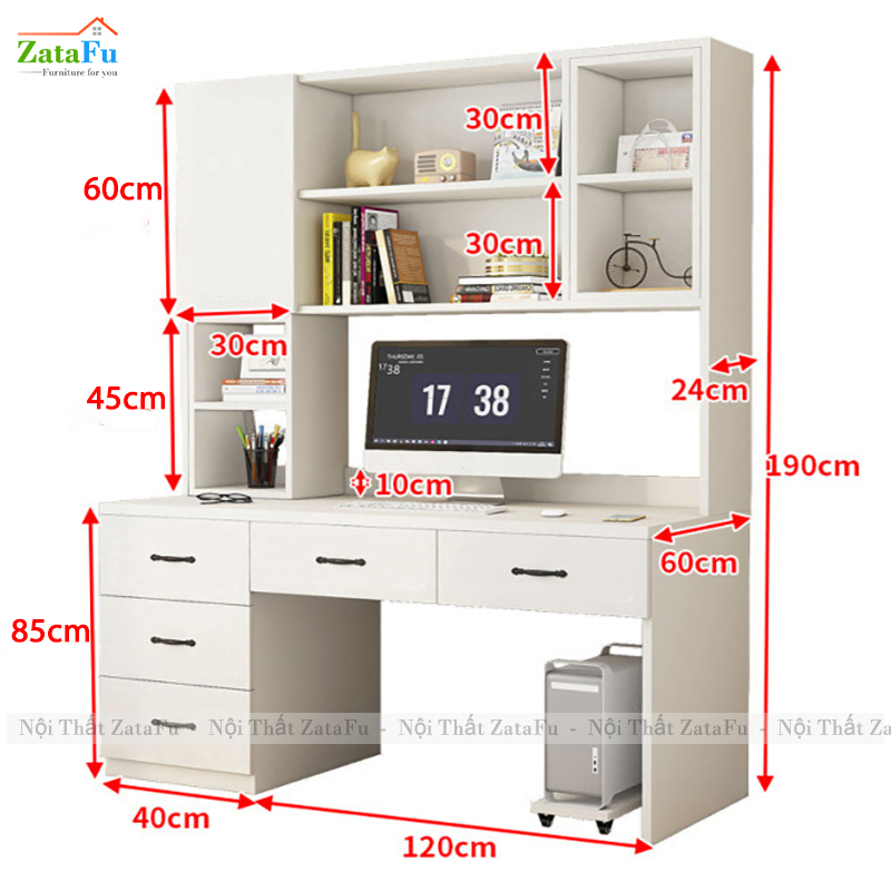 Thông Số Của Bàn Học Bàn Làm Việc Gỗ MDF BLV-134 ZataFu