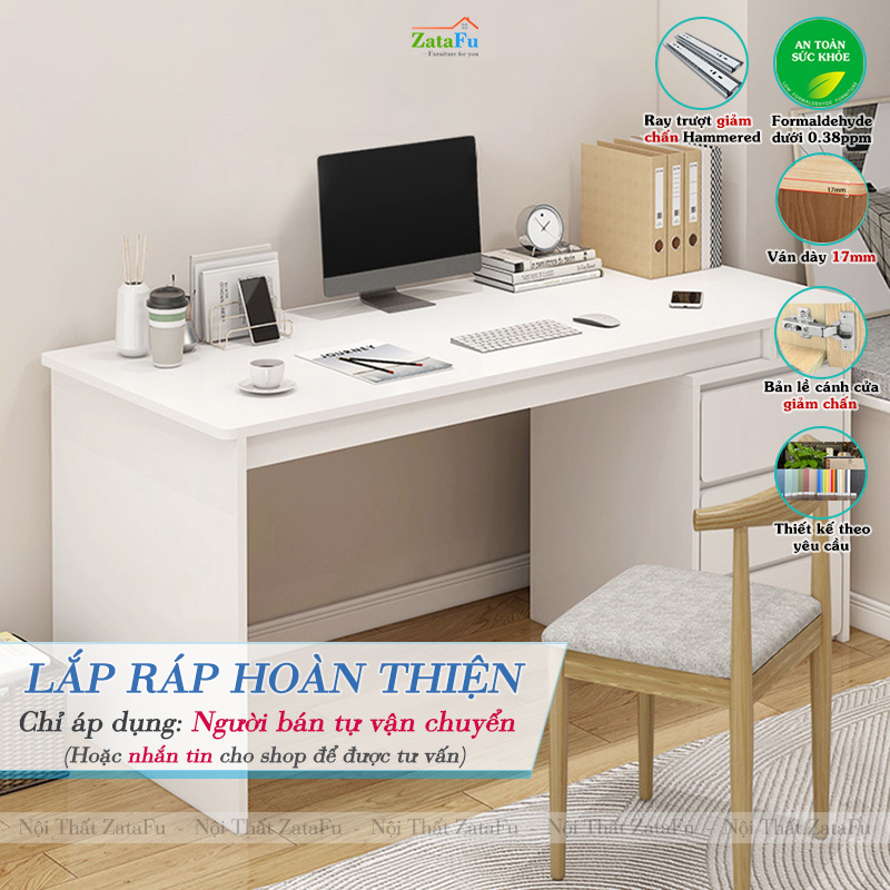 Bàn Học Bàn Làm Việc 3 Ngăn Tủ Thiết Kế Hiện Đại Gỗ MDF BLV-147 ZataFu