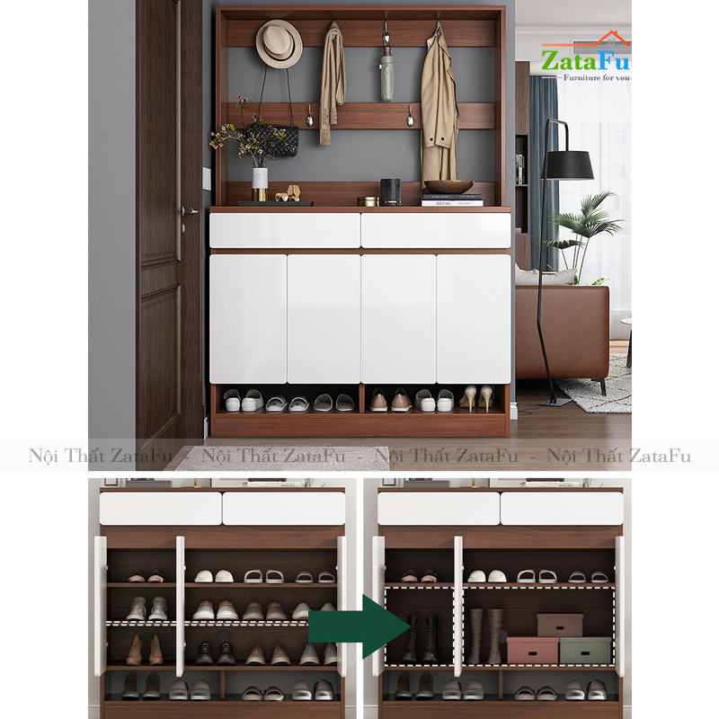 tủ giày có hộc kéo và ngăn chứa rộng rãi