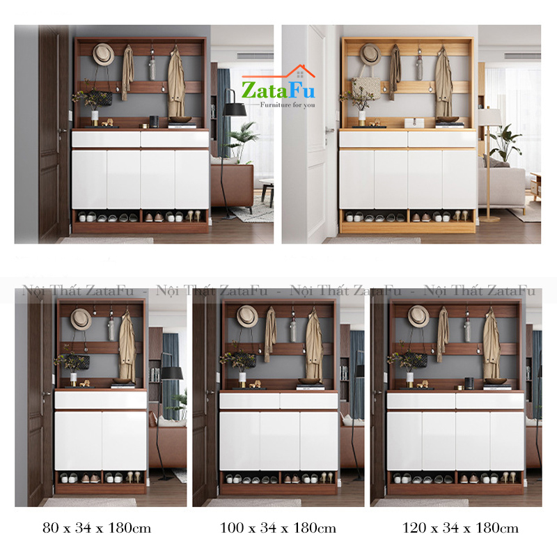 Tủ để giày kết hợp kệ treo quần áo