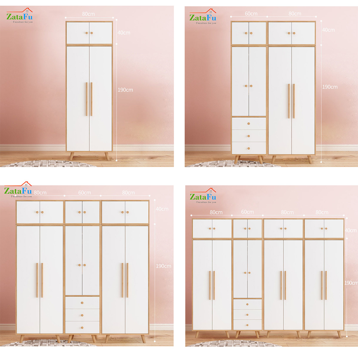 Tủ quần áo chân gỗ ZataFu