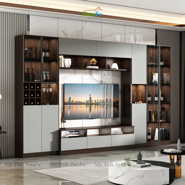 Mẹo Trang Trí Kệ Tivi Gỗ Phòng Khách Đẹp Độc Đáo