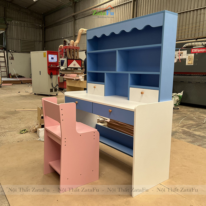 bàn làm việc kèm kệ sách