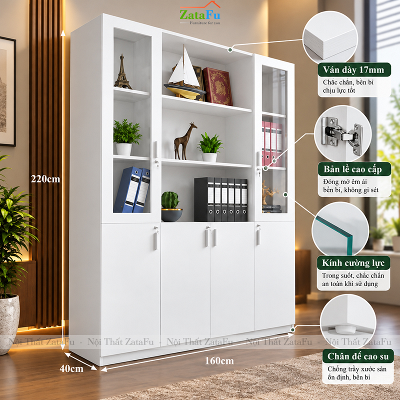 Ưu Điểm Nổi Bật Của Tủ Trang Trí Tủ Đựng Hồ Sơ Tài Liệu TUTT-76 ZataFu