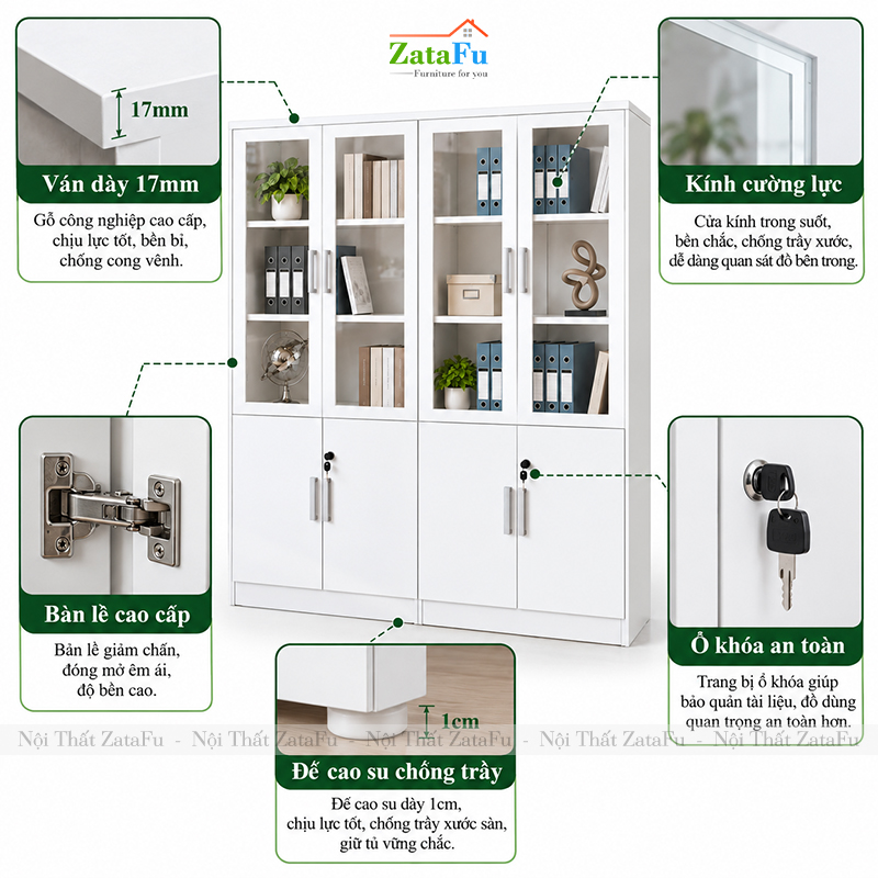 Ưu Điểm Nổi Bật Của Tủ Trang Trí Tủ Đựng Hồ Sơ Tài Liệu TUTT-83 ZataFu