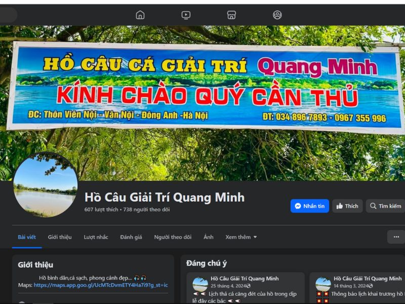 Hồ câu cá chép Quang Minh