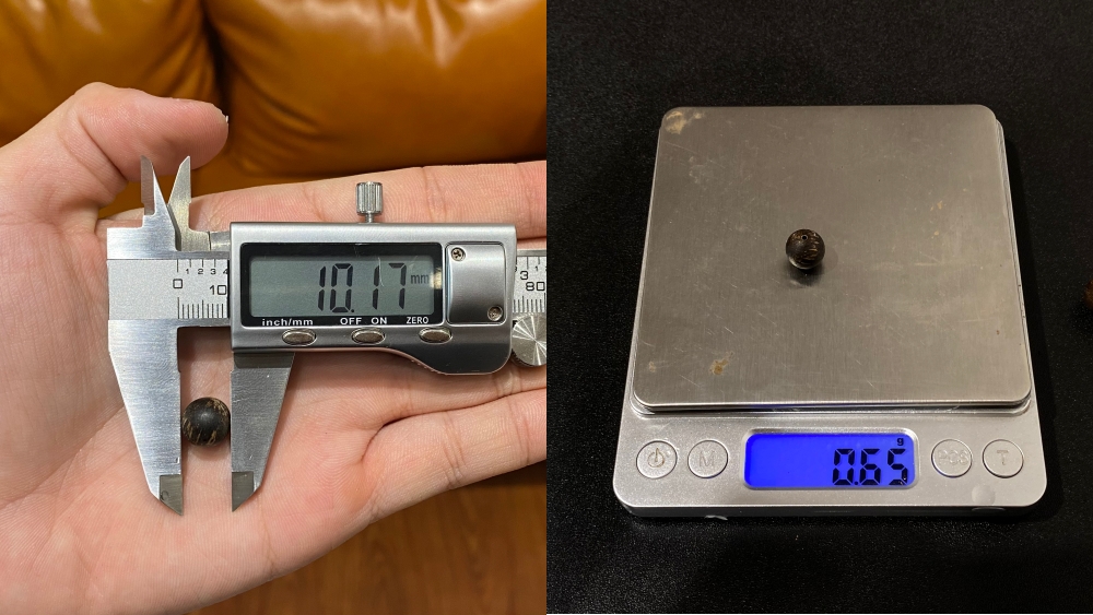 Hạt trầm tròn 10 li và số gram chìm nước