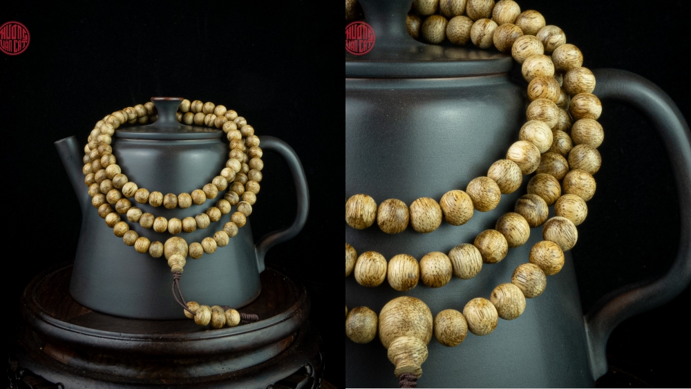 vòng trầm hương rục bông 108 6 li đẹp