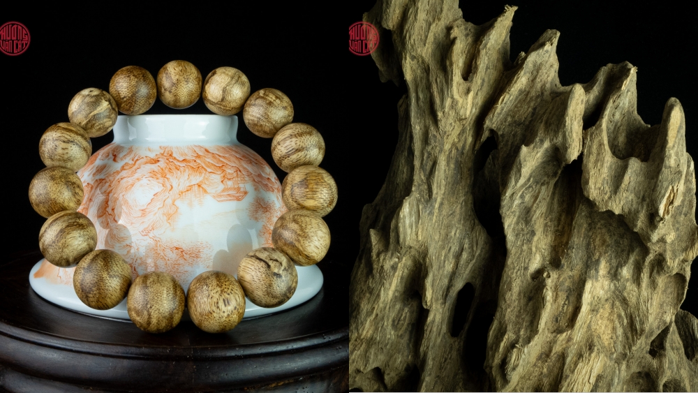 Vòng tay trầm hương rục bông cho nam