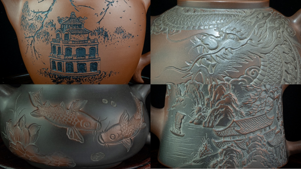 điêu khắc trên ấm trà nê hưng