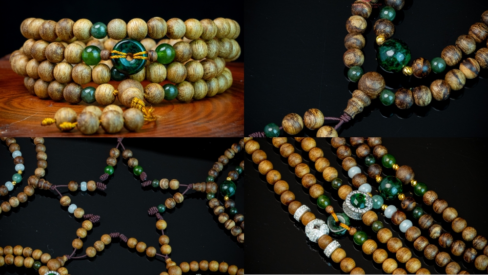 vòng trầm hương 108 hạt 6 li mix ngọc cho nữ