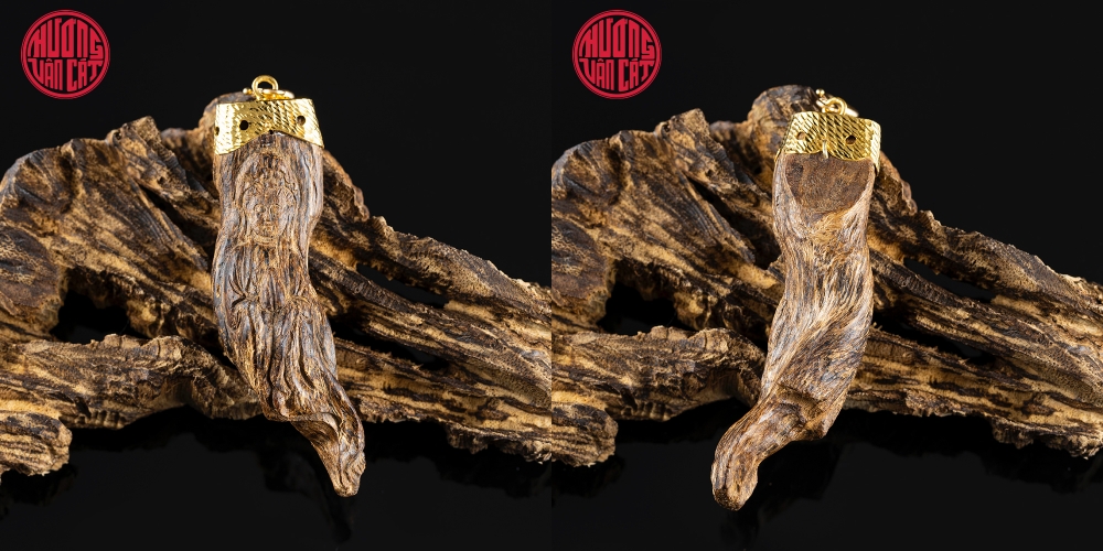 MẶT TRẦM CẬN CHÌM KHẮC QUAN ÂM BỌC VÀNG