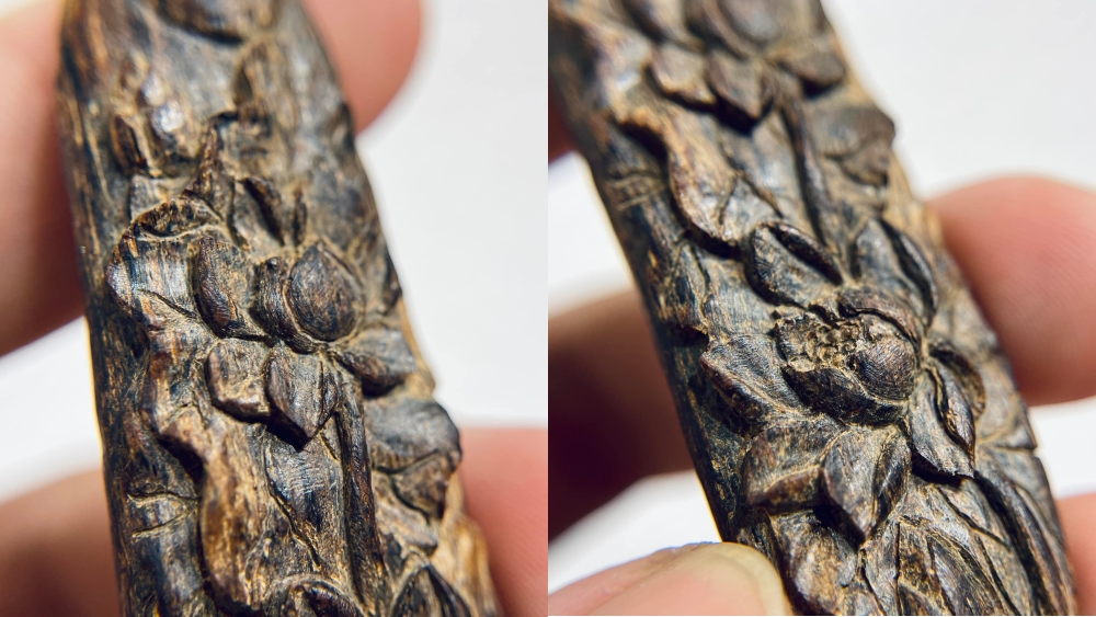 Mặt trầm chìm khắc Sen và Lục Tự Đại Minh Thần Chú