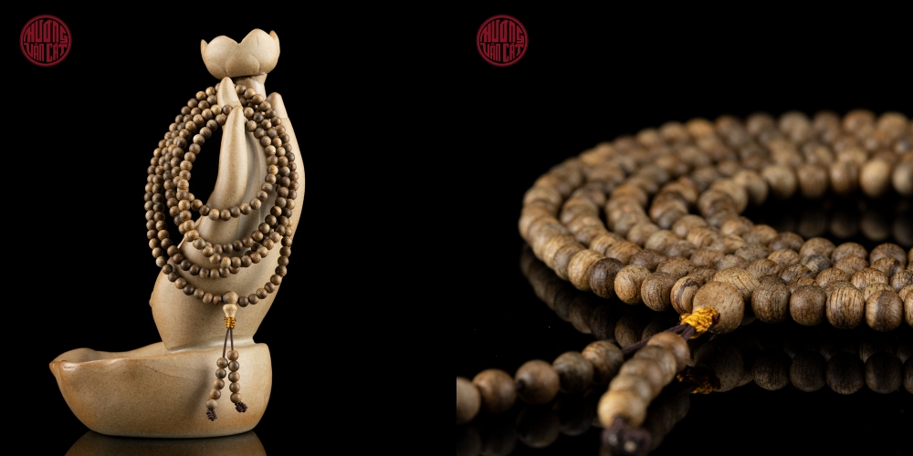 vòng trầm 216 hạt banh bông tự nhiên