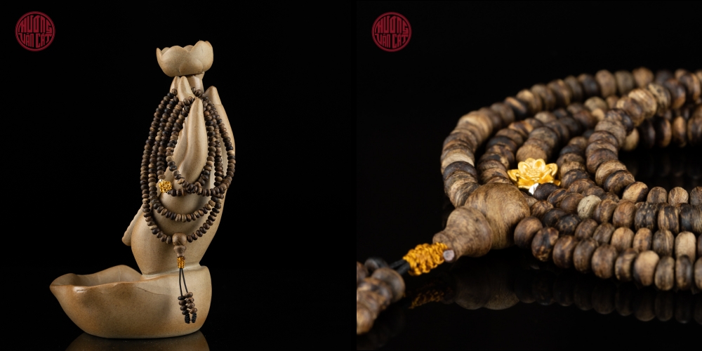 vòng trầm quấn hạt nút cận chìm