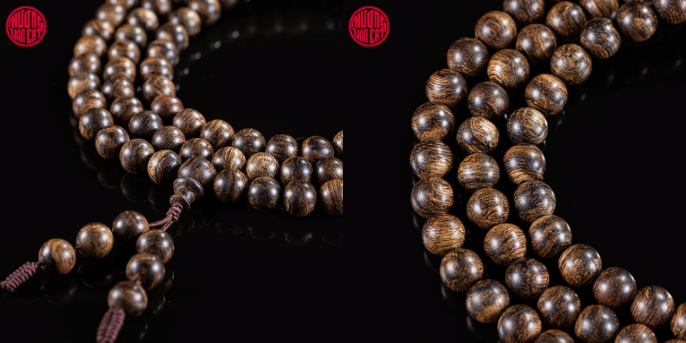 Vòng Trầm Hương 108 hạt rục cận chìm Malay 7 li hiếm