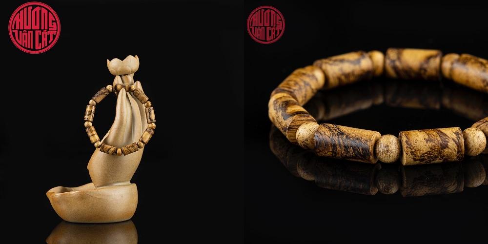 Vòng tay Trầm Hương trúc 8 li banh quầng Indo