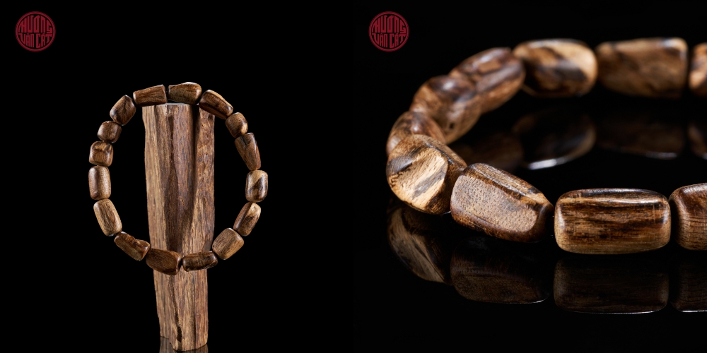 Vòng tay Trầm Hương bông Tereng cao cấp hạt tự nhiên