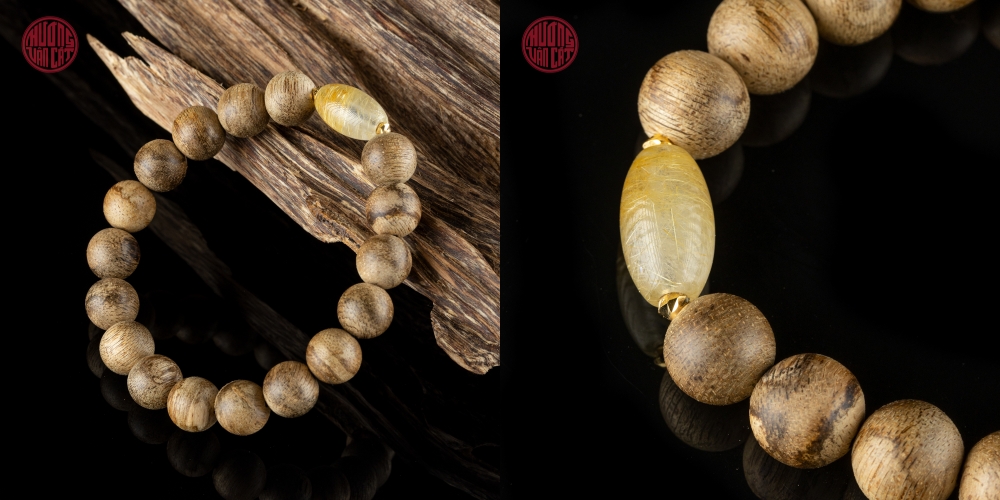 vòng trầm tròn banh bông 10 li mix ngọc