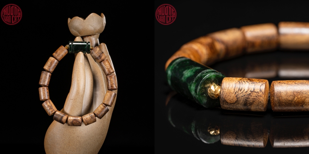 Vòng tay Trầm Hương lu thống 8 li mix charm ngọc ( cho nam )