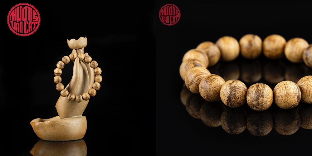 Vòng tay Trầm Hương tròn 12 li banh Quầng Malay